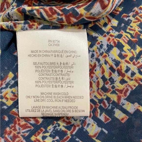 BCBGeneration Blue Print Sheer Blouse Shirt Sz Medium - Picture 5 of 5